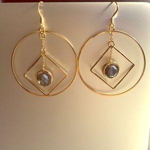 Anthropologie Circle and Dangle Bead Earrings